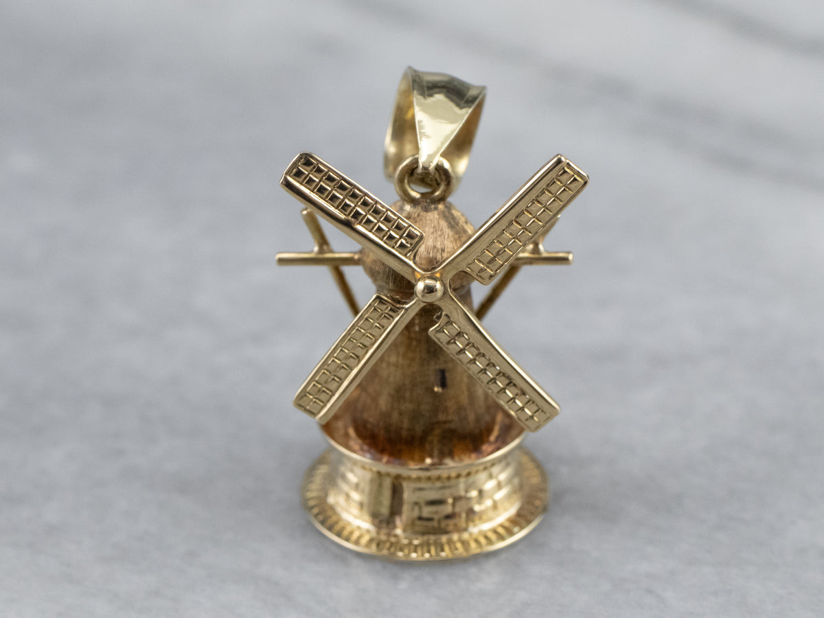 Moving 14K Gold Windmill Pendant