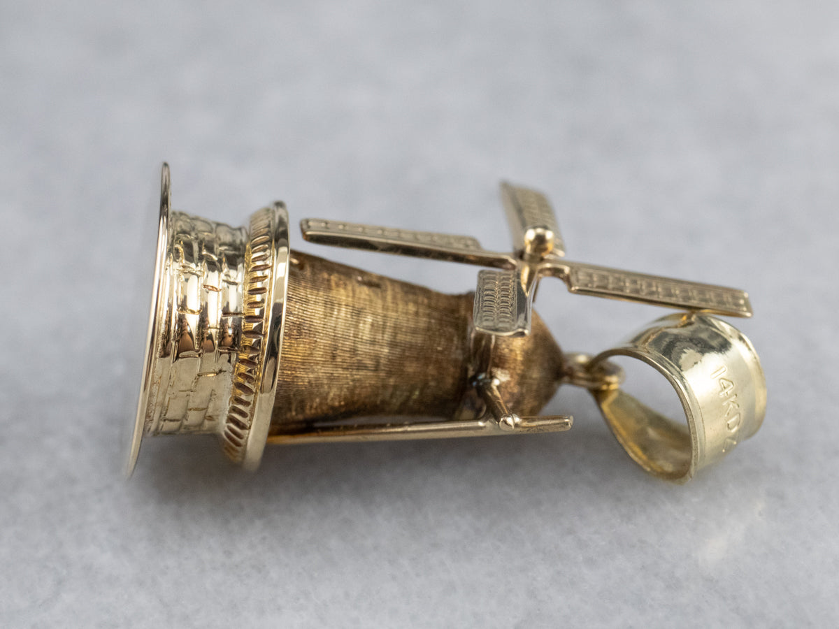 Moving 14K Gold Windmill Pendant