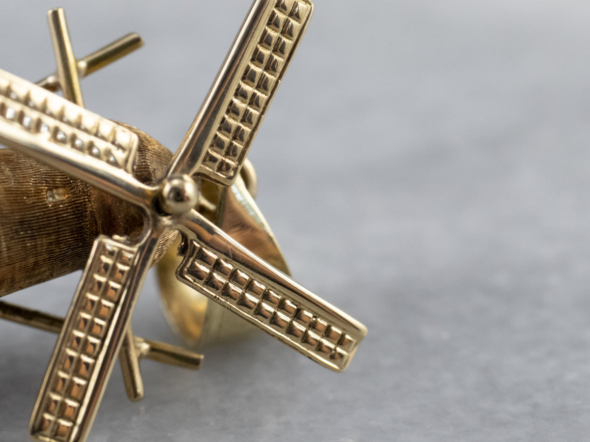 Moving 14K Gold Windmill Pendant