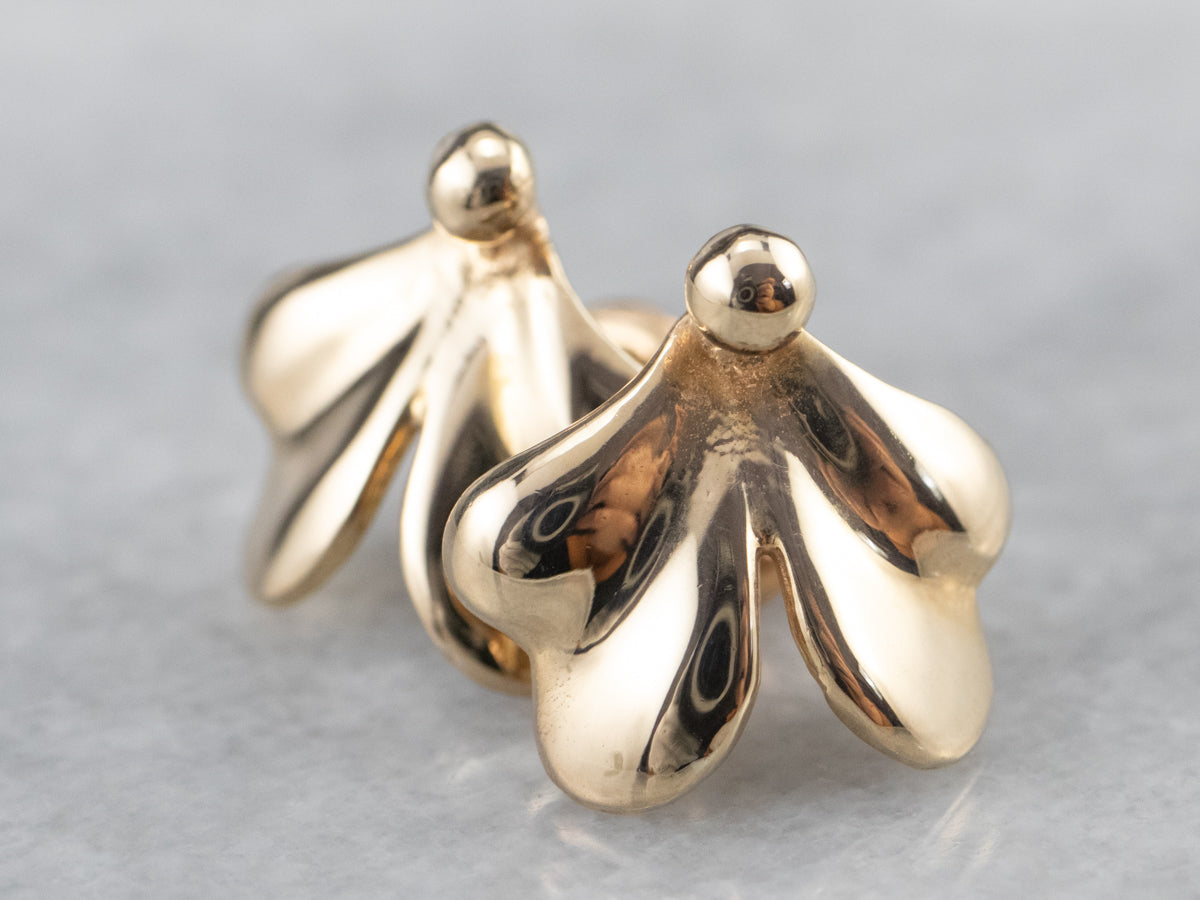 18K Gold Botanical Stud Earrings