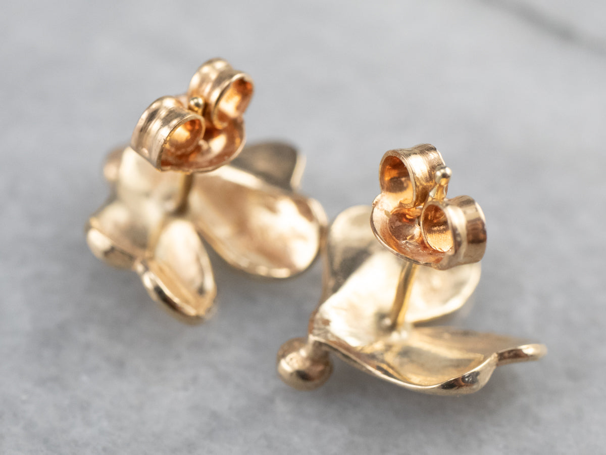 18K Gold Botanical Stud Earrings