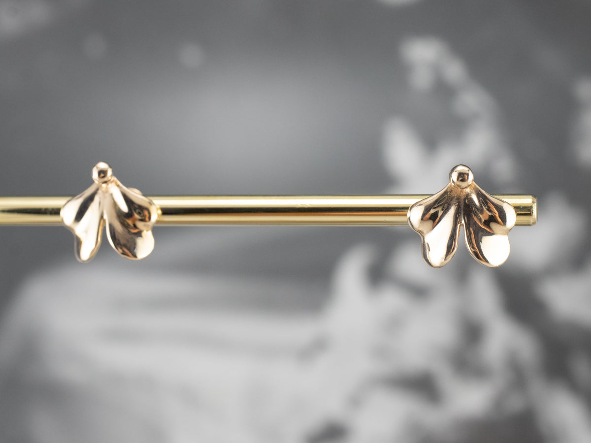 18K Gold Botanical Stud Earrings