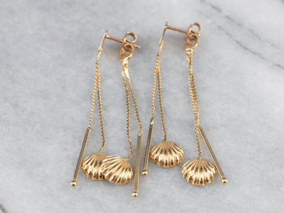 18K Gold Shell Tassel Drop Earrings