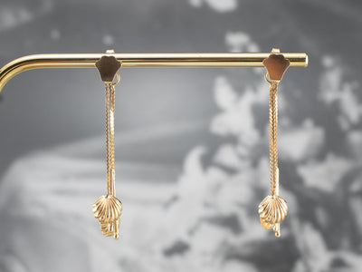 18K Gold Shell Tassel Drop Earrings