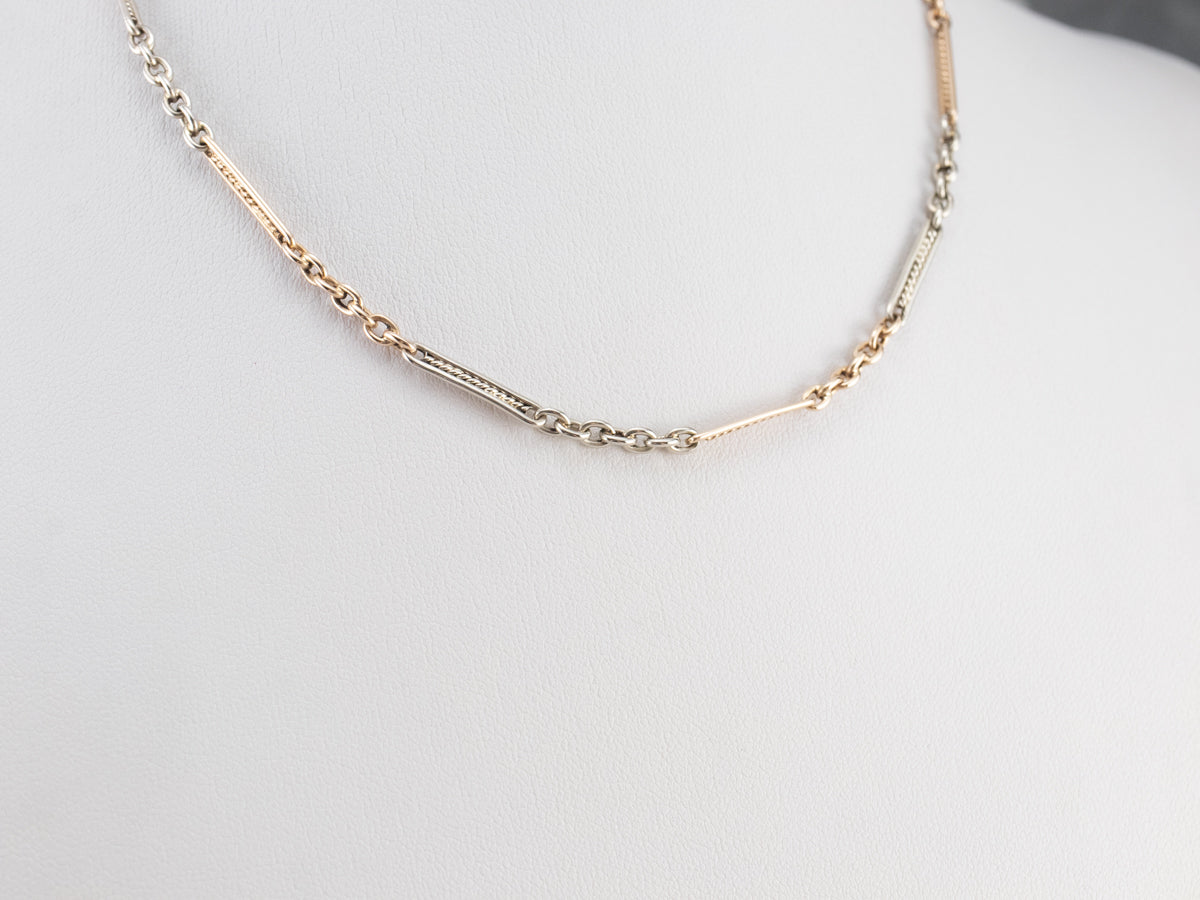 Retro Two Tone Gold Watch Chain