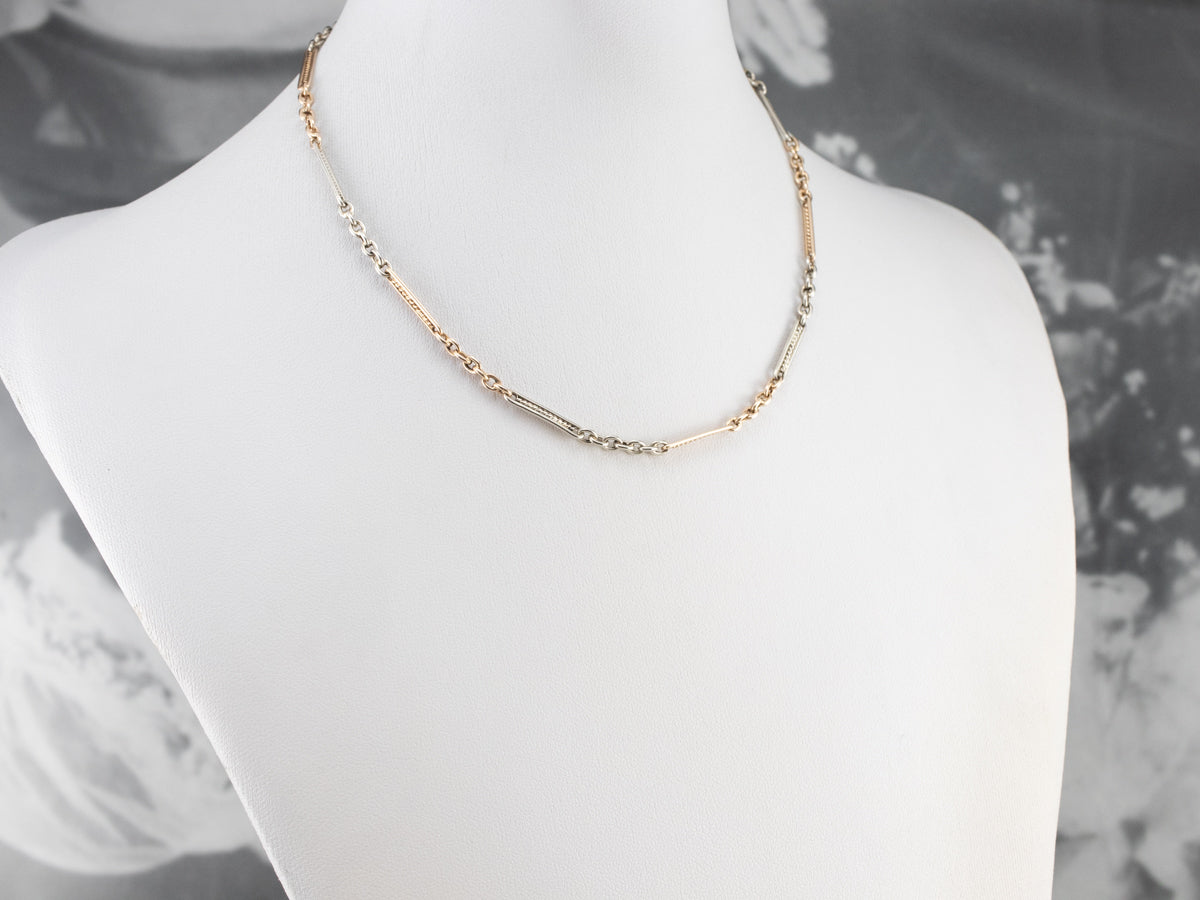 Retro Two Tone Gold Watch Chain