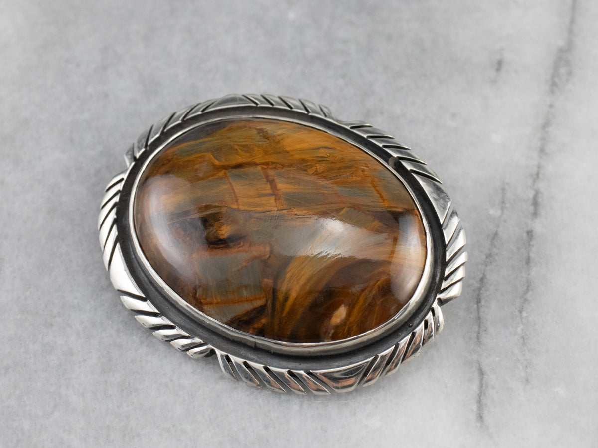 Sterling Silver Pietersite Pin or Pendant