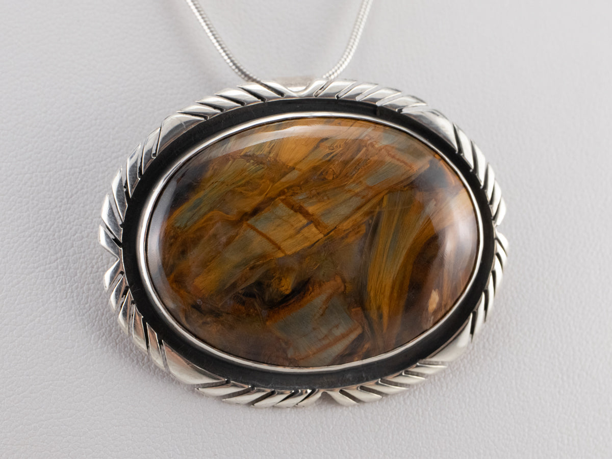 Sterling Silver Pietersite Pin or Pendant