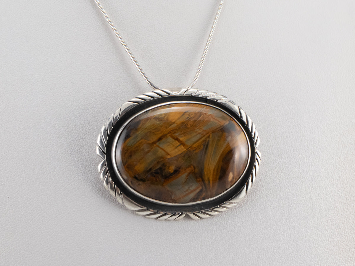 Sterling Silver Pietersite Pin or Pendant