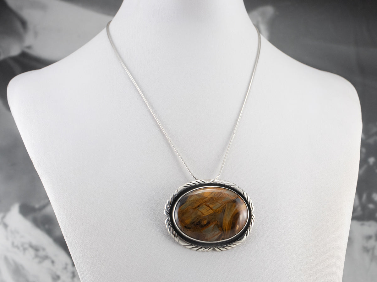 Sterling Silver Pietersite Pin or Pendant