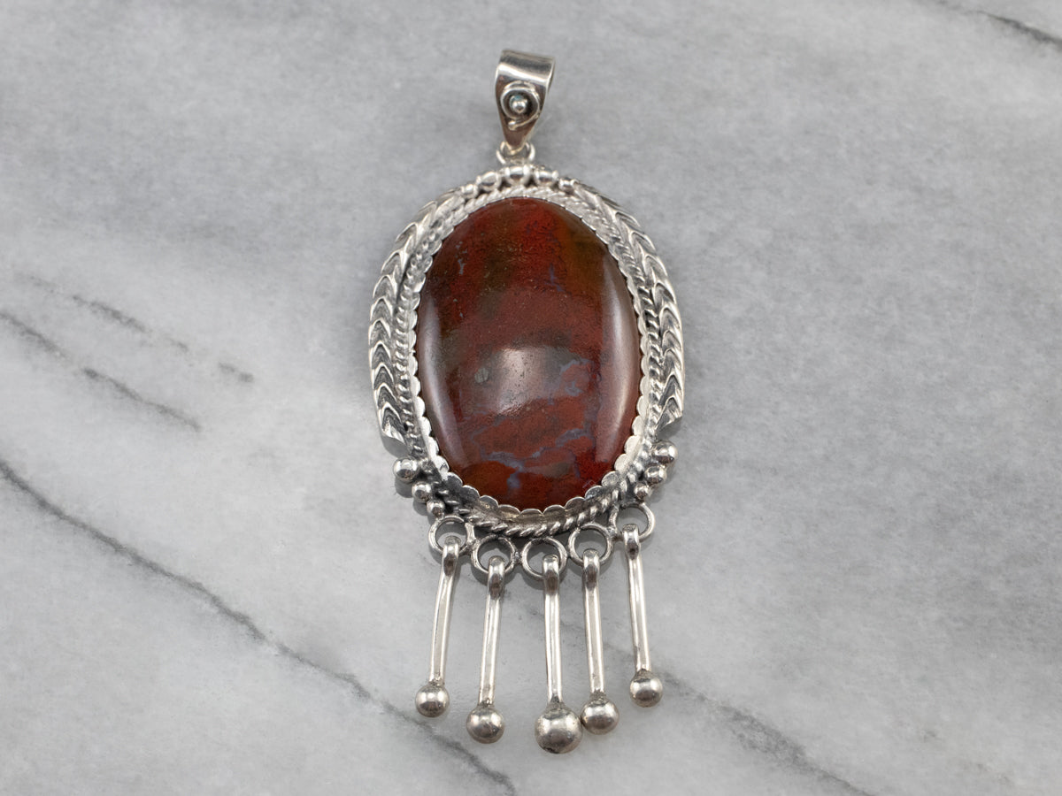 Sterling Silver Red Jasper Statement Pendant