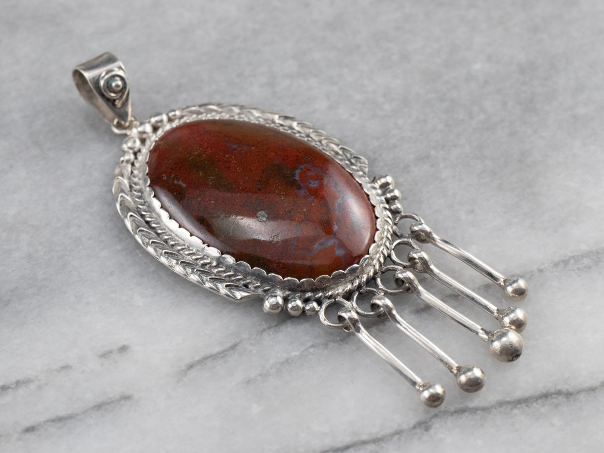 Sterling Silver Red Jasper Statement Pendant