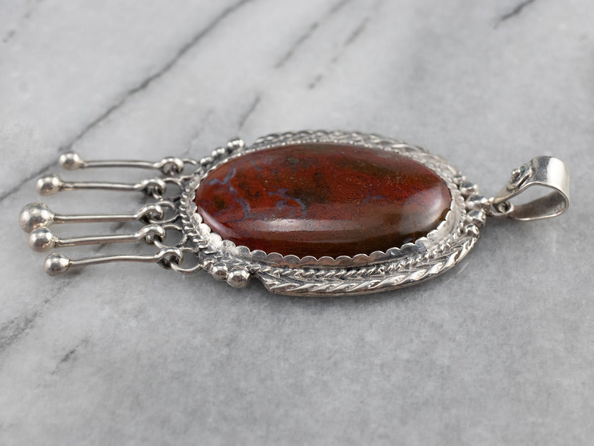 Sterling Silver Red Jasper Statement Pendant