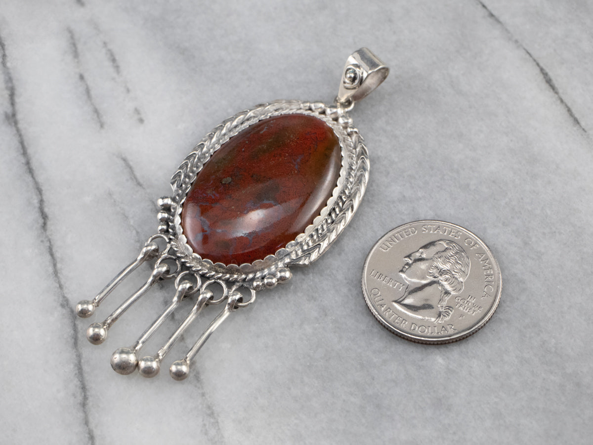 Sterling Silver Red Jasper Statement Pendant
