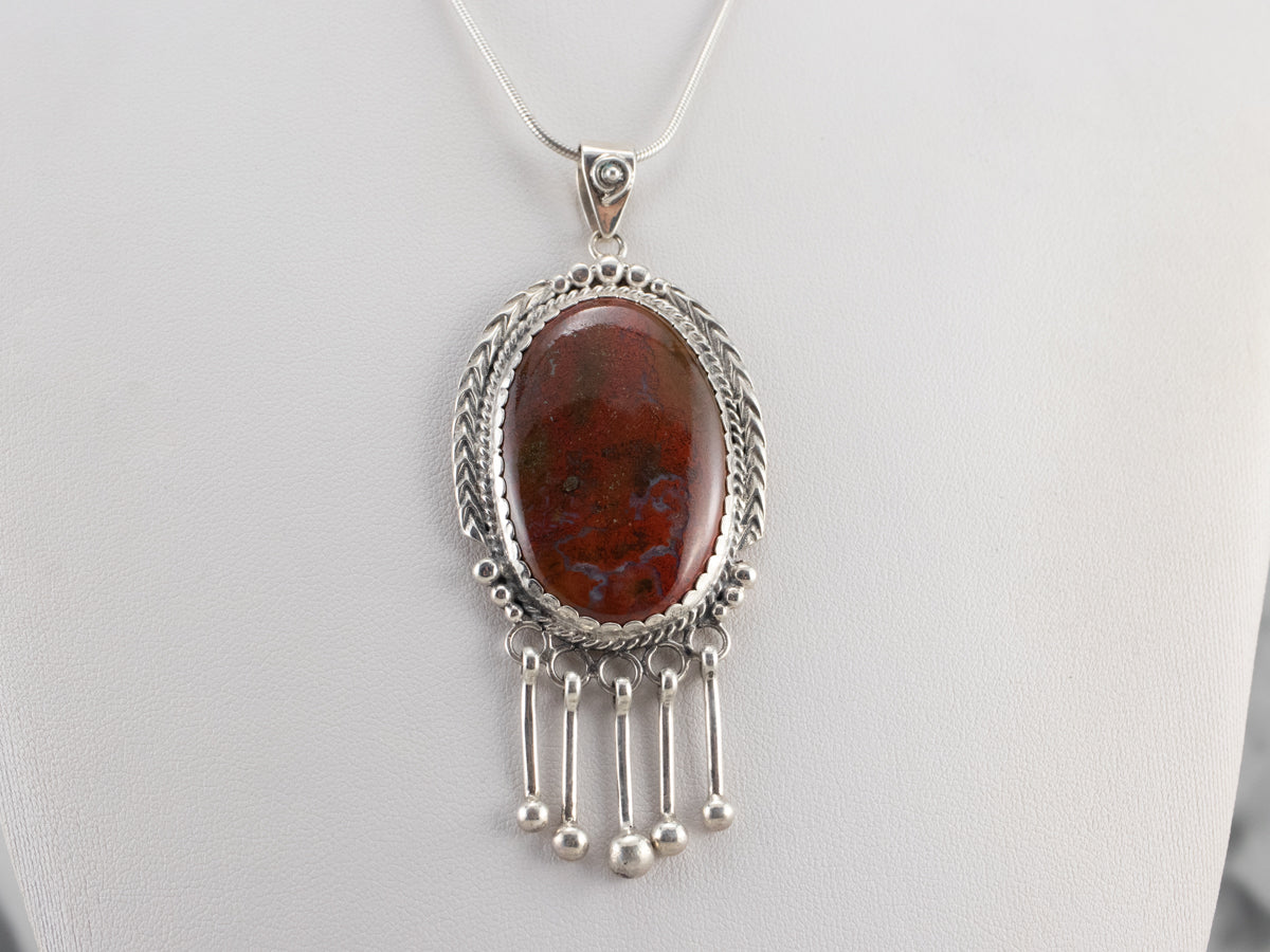 Sterling Silver Red Jasper Statement Pendant