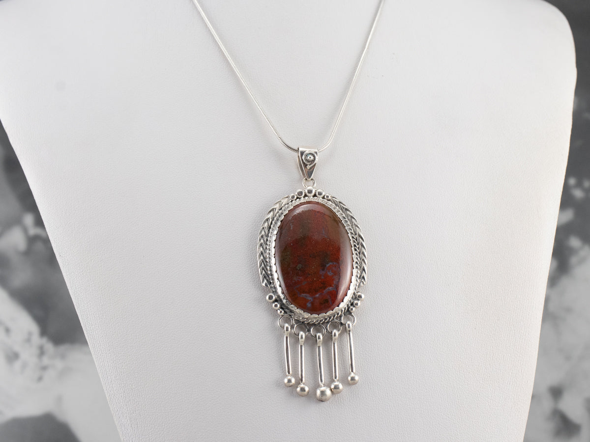 Sterling Silver Red Jasper Statement Pendant