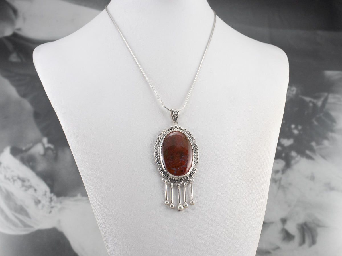 Sterling Silver Red Jasper Statement Pendant
