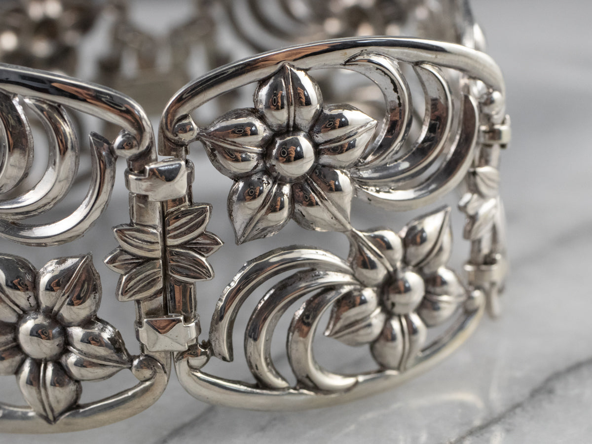 Vintage Sterling Silver Filigree Cuff Bracelet