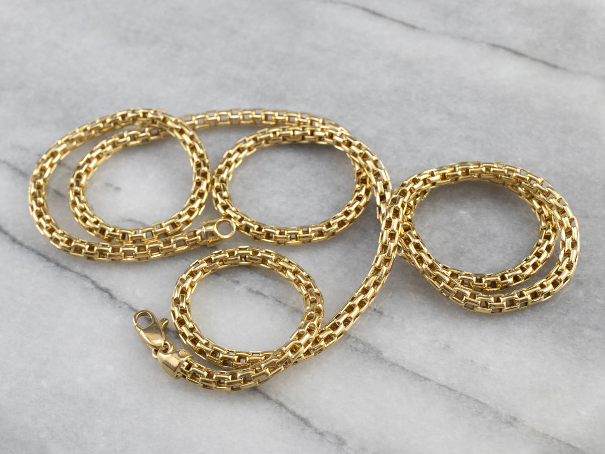 Collar de cadena de malla con azulejos de oro de 18 quilates