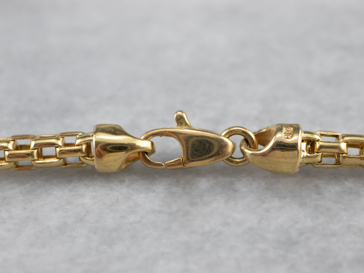 Collar de cadena de malla con azulejos de oro de 18 quilates