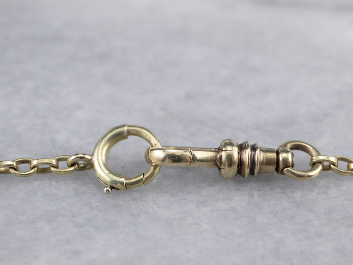 Antique Bar Link Green Gold Watch Chain