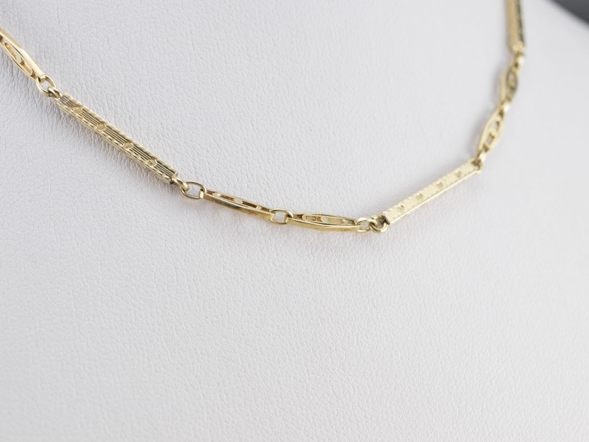 Antique Bar Link Green Gold Watch Chain