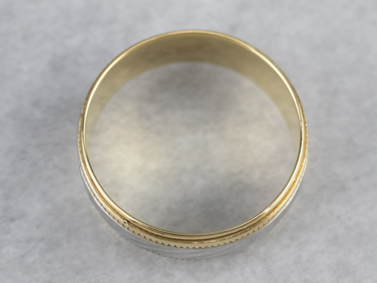 Platinum 18K Gold Patterned Wedding Band