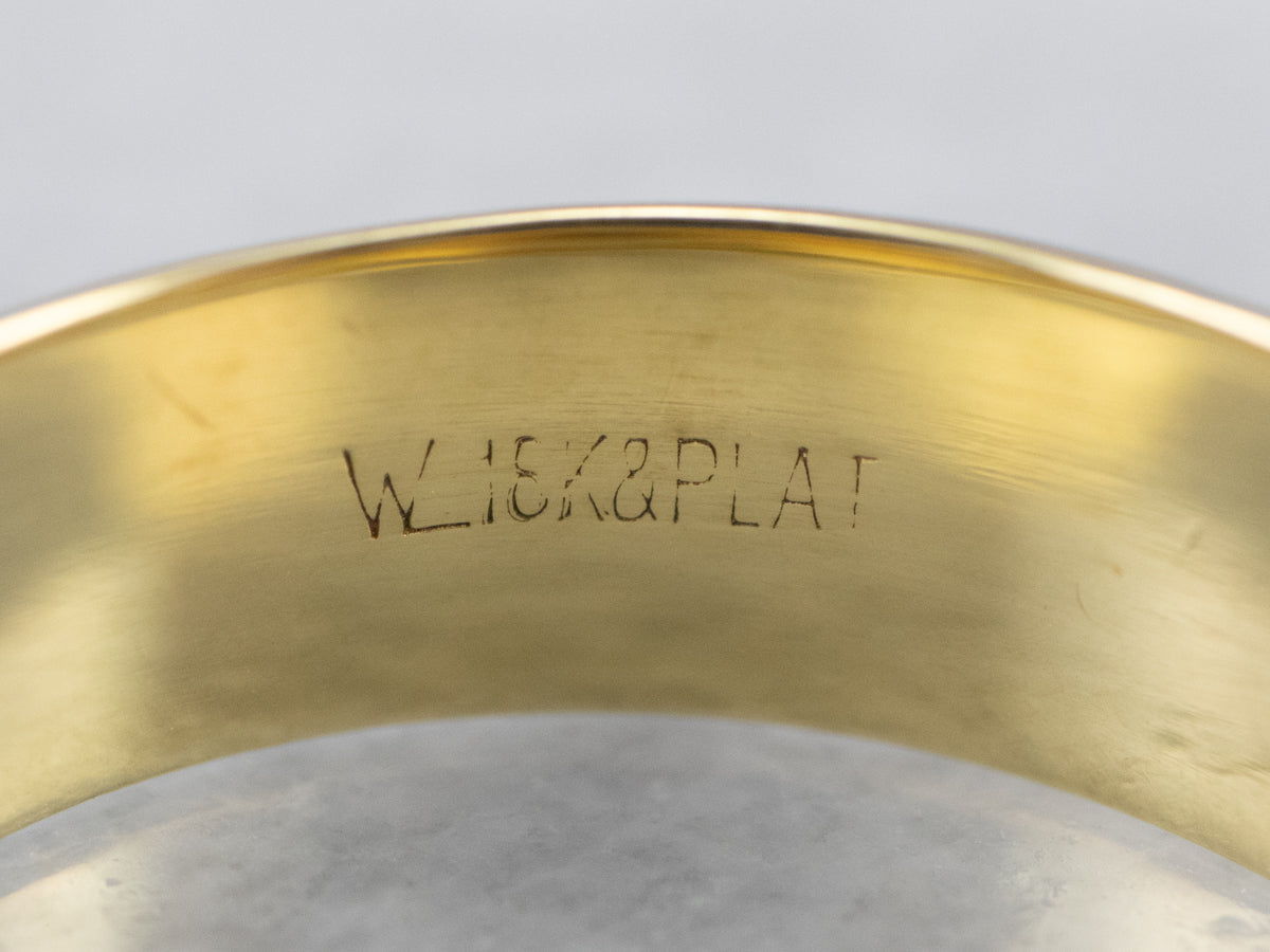 Platinum 18K Gold Patterned Wedding Band