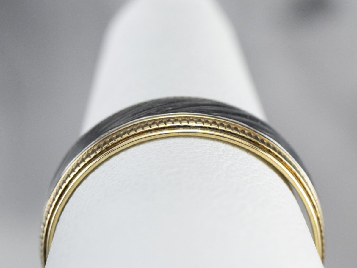 Platinum 18K Gold Patterned Wedding Band