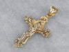 Two Tone Gold Ornate Crucifix Pendant
