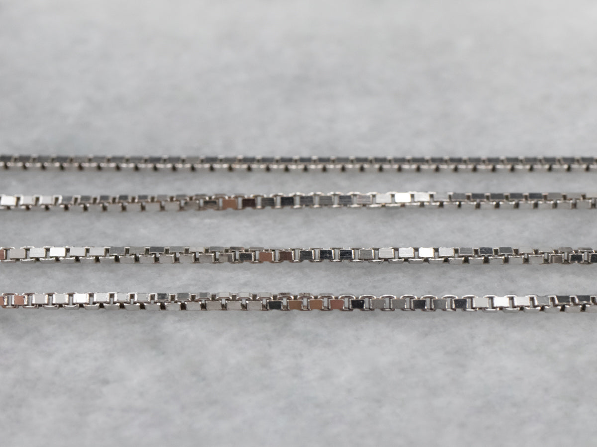Long 18K White Gold Box Chain