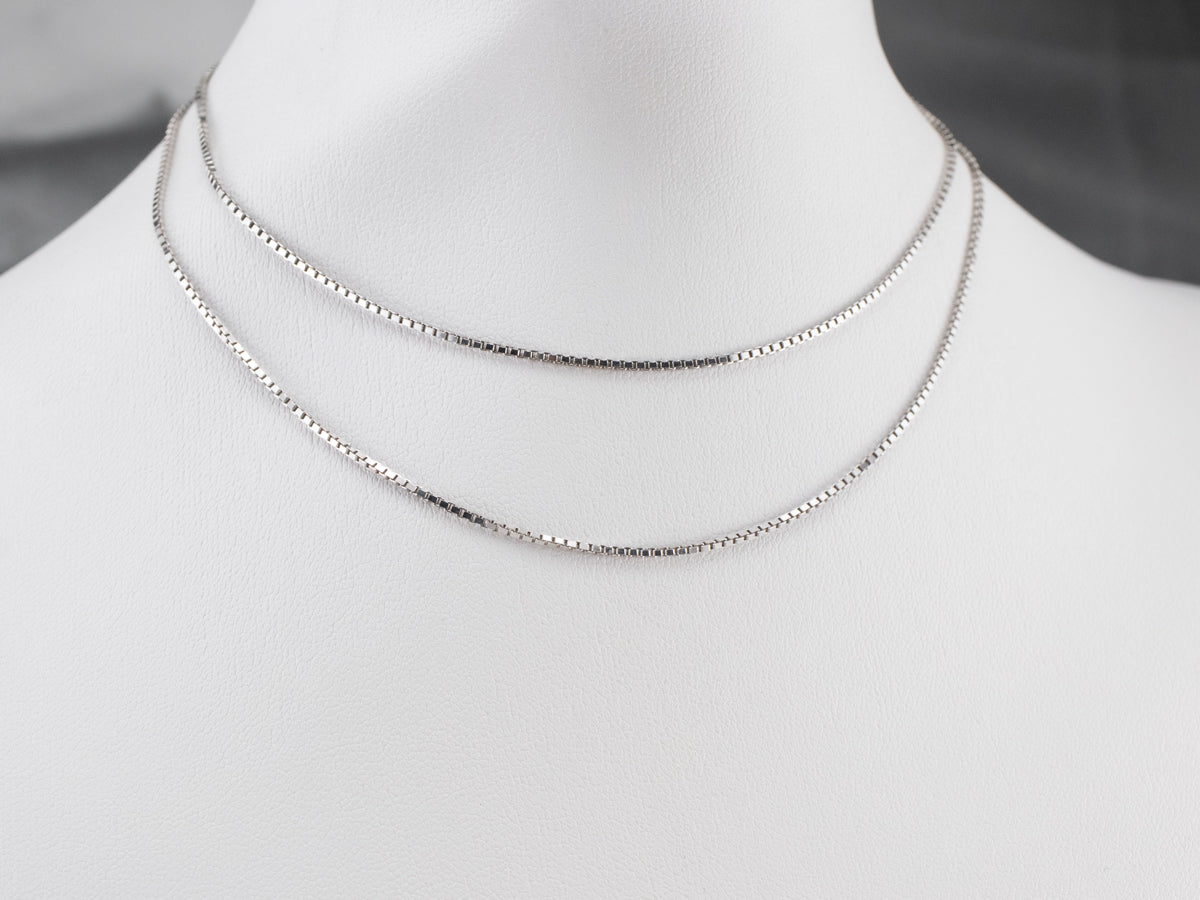 Long 18K White Gold Box Chain