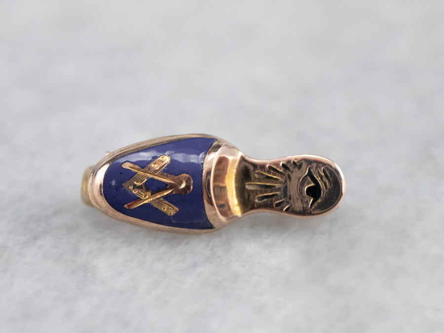 Gold Masonic Blue Slipper Pin