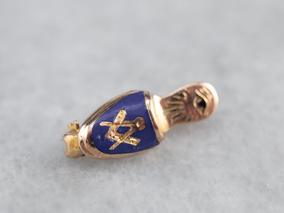 Gold Masonic Blue Slipper Pin