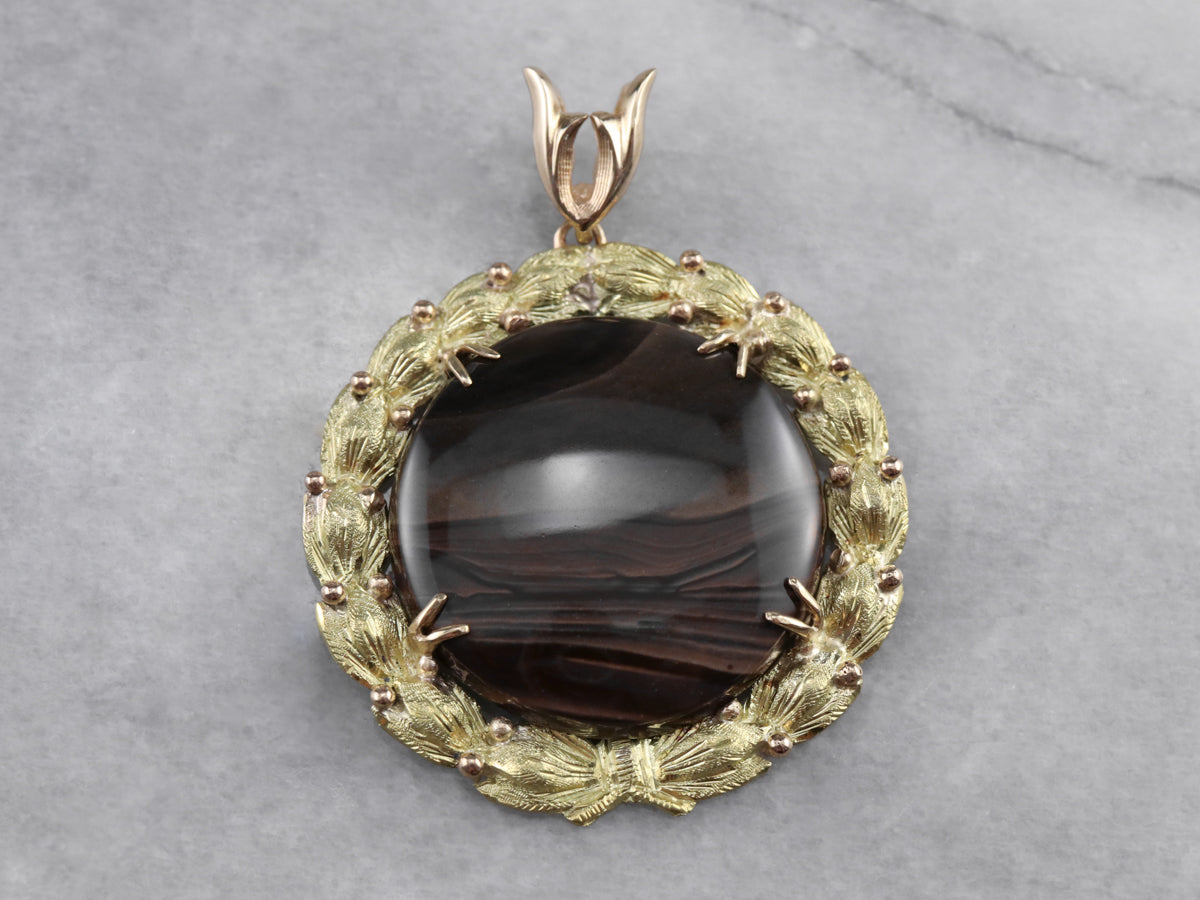 Biggs Jasper Gold Wreath Medallion Pendant