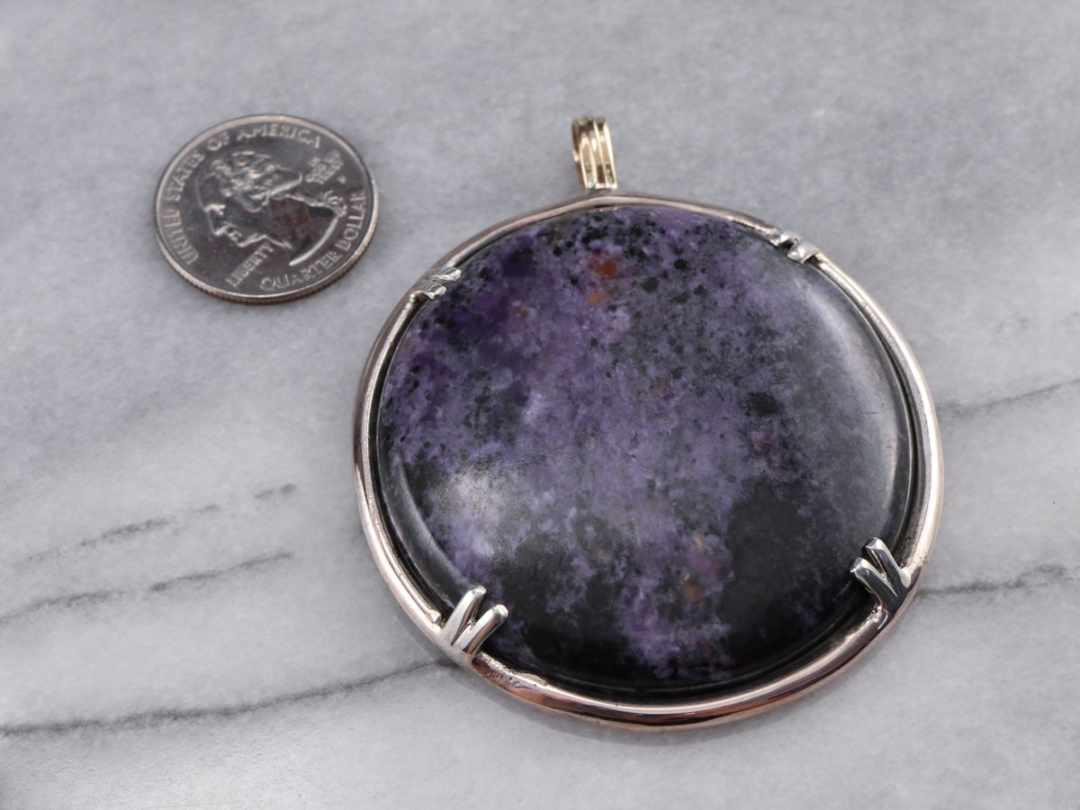 Large Charoite Mixed Metal Statement Pendant
