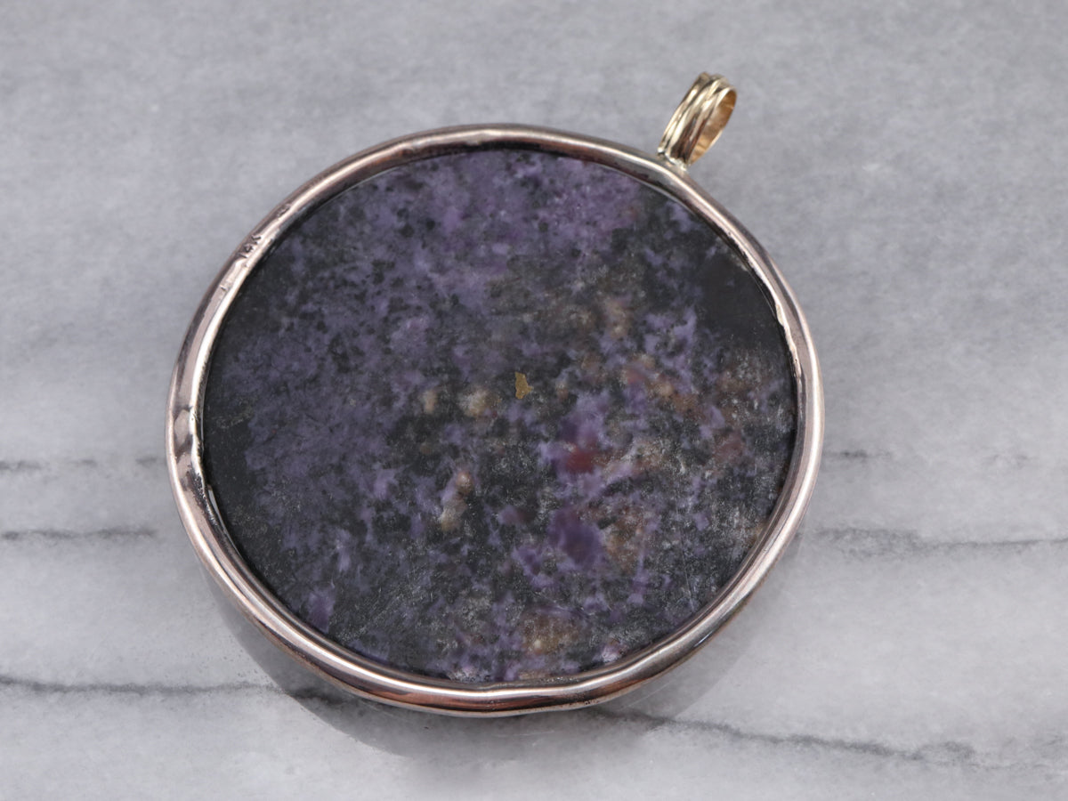 Large Charoite Mixed Metal Statement Pendant