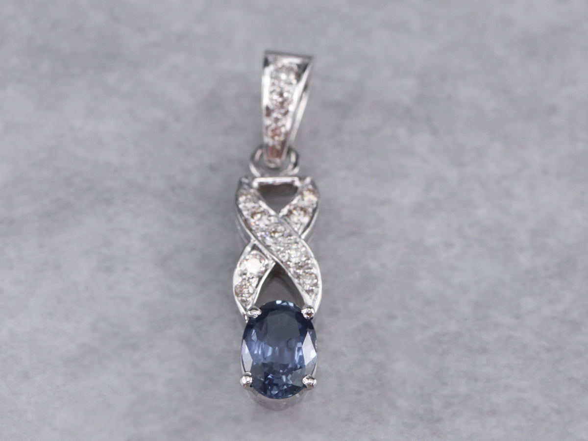 Sapphire Diamond White Gold Pendant