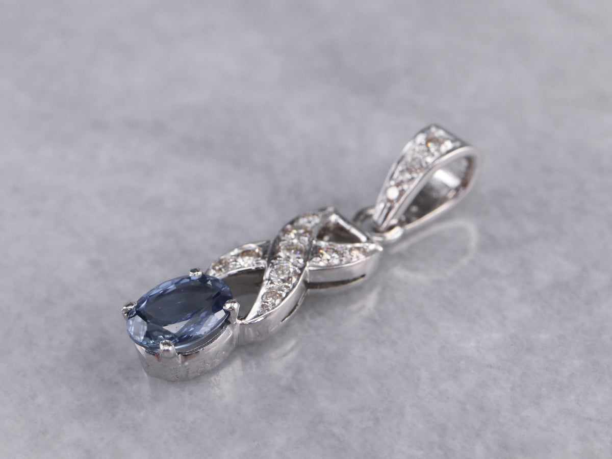 Sapphire Diamond White Gold Pendant