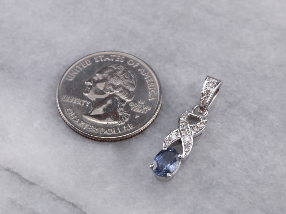 Sapphire Diamond White Gold Pendant