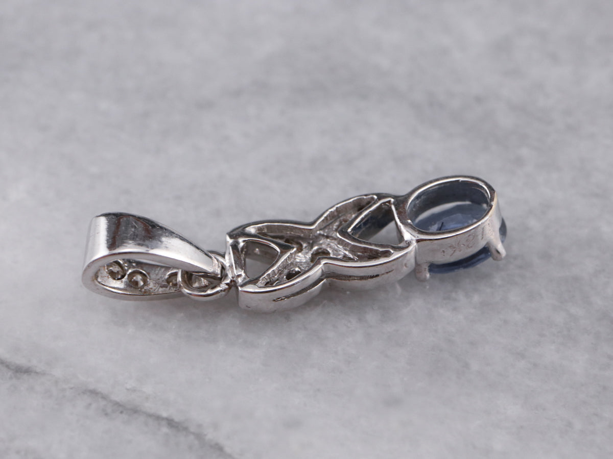 Sapphire Diamond White Gold Pendant