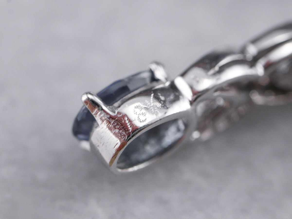 Sapphire Diamond White Gold Pendant