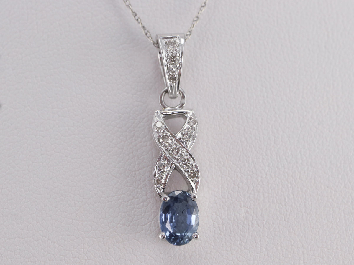 Sapphire Diamond White Gold Pendant