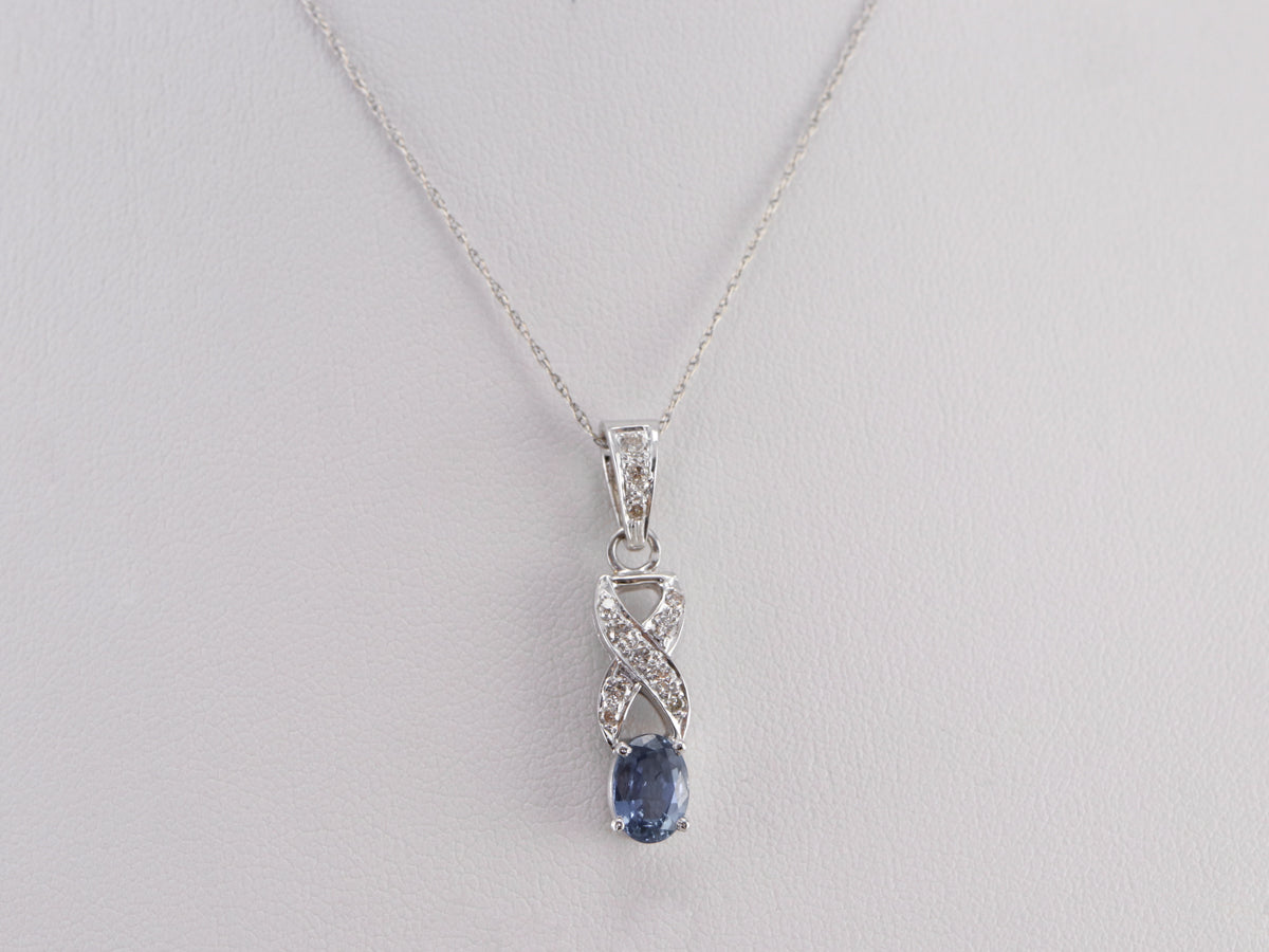 Sapphire Diamond White Gold Pendant