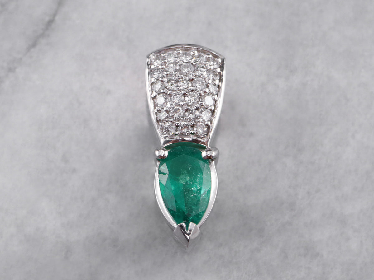 Emerald Diamond White Gold Pendant