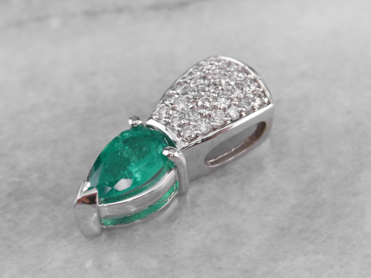 Emerald Diamond White Gold Pendant