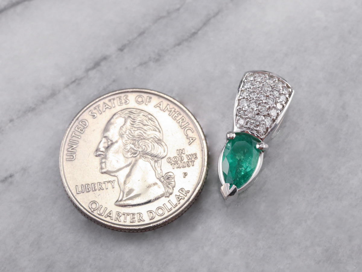 Emerald Diamond White Gold Pendant