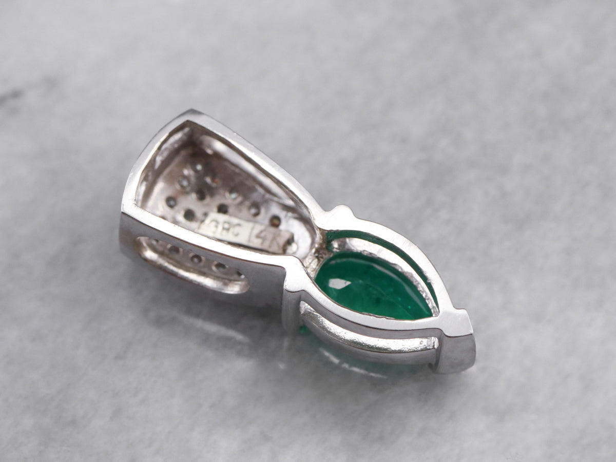 Emerald Diamond White Gold Pendant