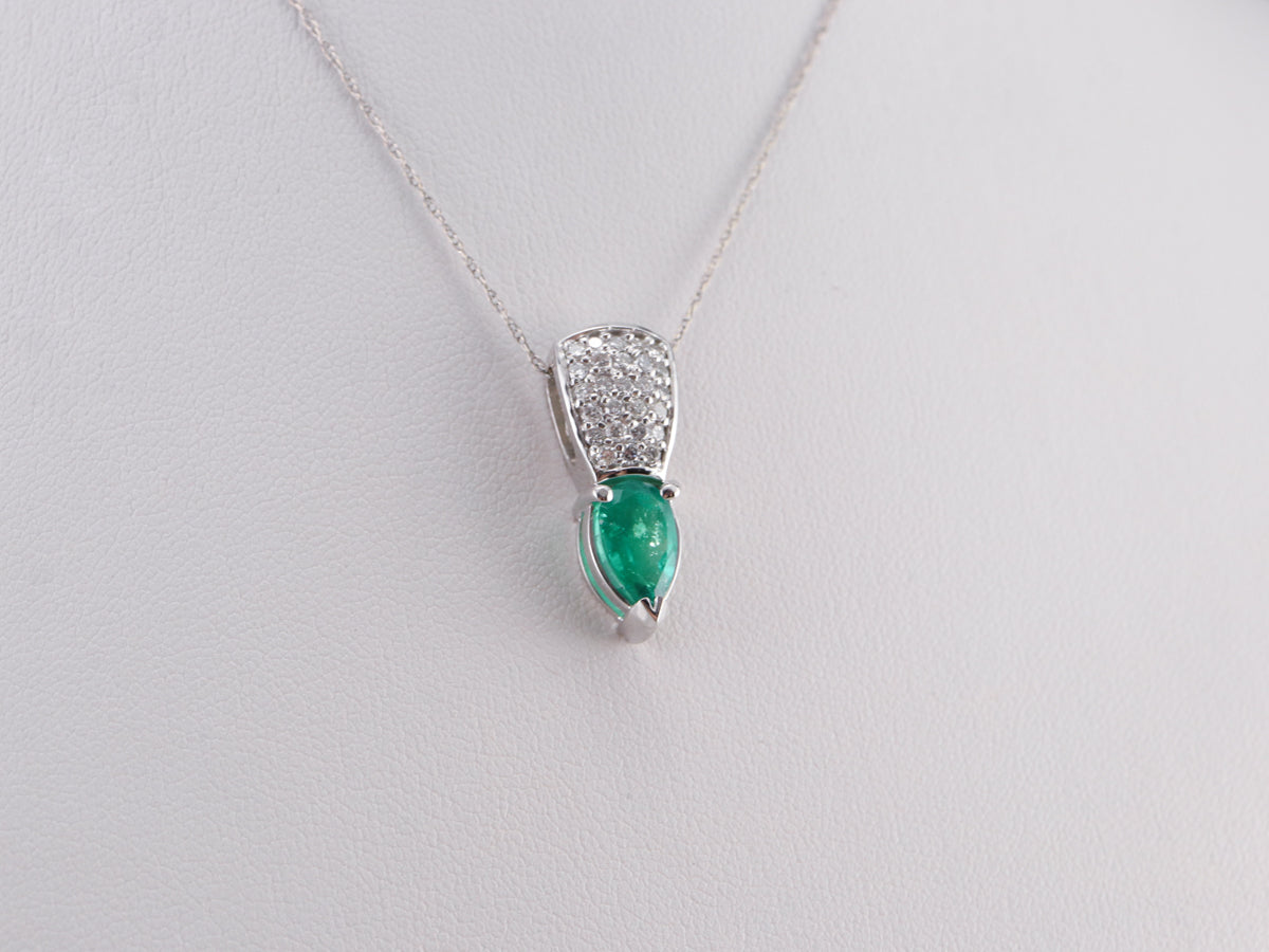 Emerald Diamond White Gold Pendant
