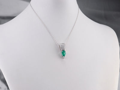 Emerald Diamond White Gold Pendant